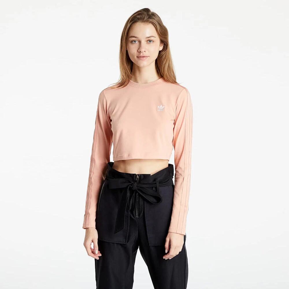Adidas Originals Crop Tee Womens Size M Blush Pink Long Sleeve Pullover Unlined